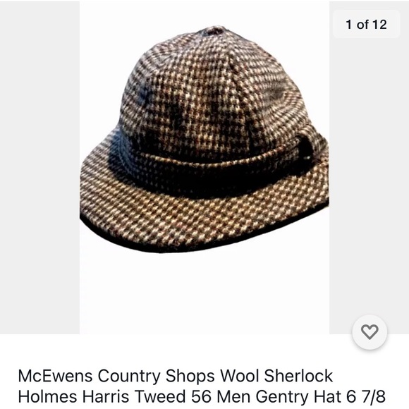 McEwens Shop brown Harris Tweed WOOL HAT Scotland, herringbone, Sherlock Holmes - Picture 7 of 8